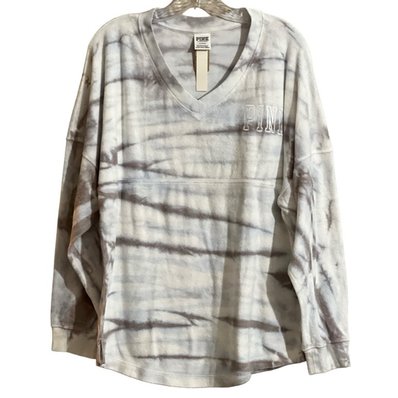 PINK Victoria's Secret Tops - PINK Victoria’s Secret Sweatshirt Medium Varsity Terry V-Neck